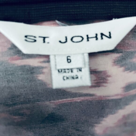 St. John Silk Blend Blouse Multicolor Sleeveless Mock Neck Size 6 - Picture 5 of 6